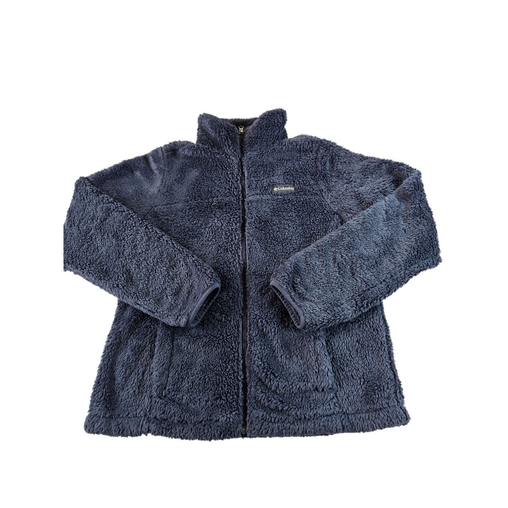 Columbia Womens Medium Fluffy Sherpa Fleece Jacket Navy